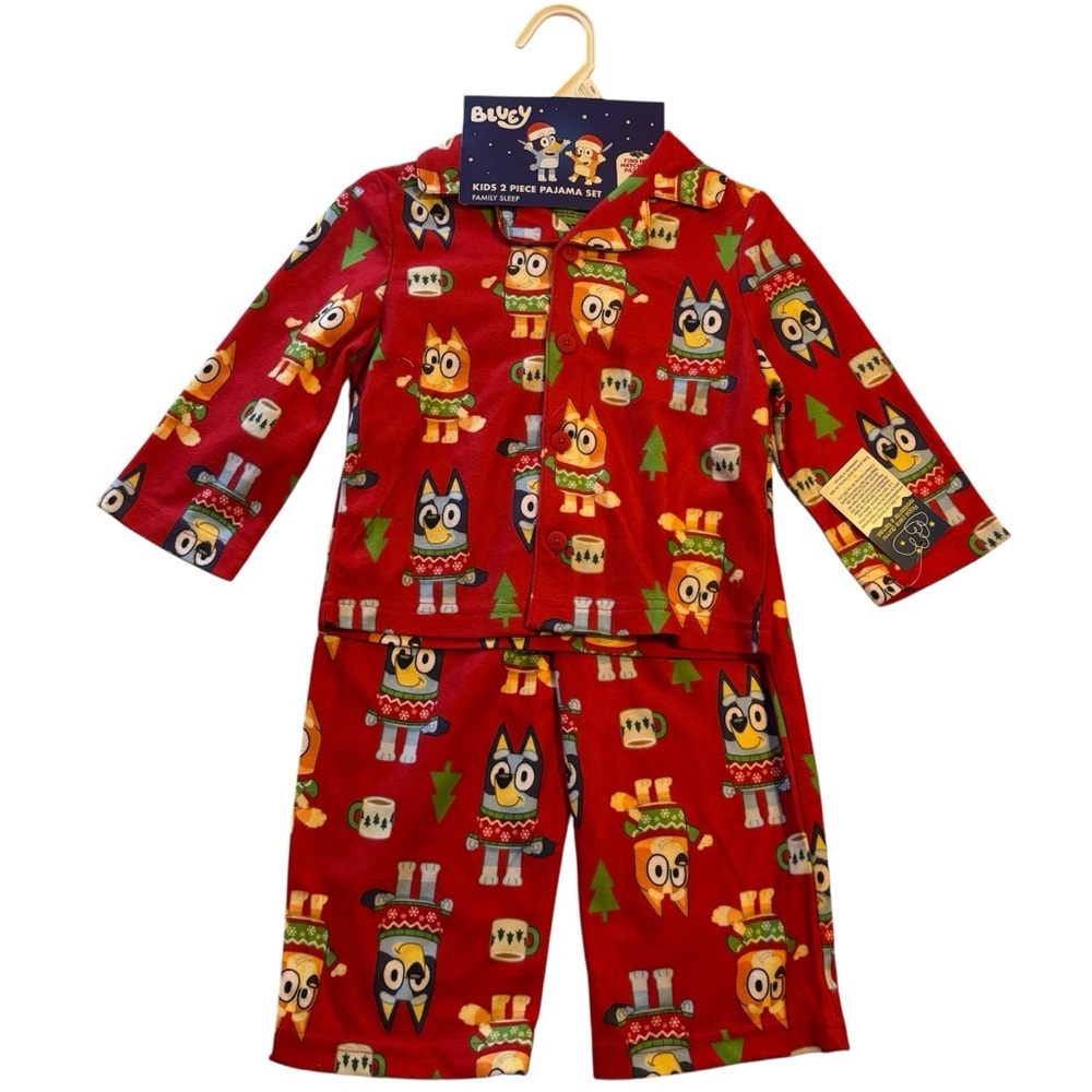 NEW Kids 2 Piece Red Bluey Pajama Set